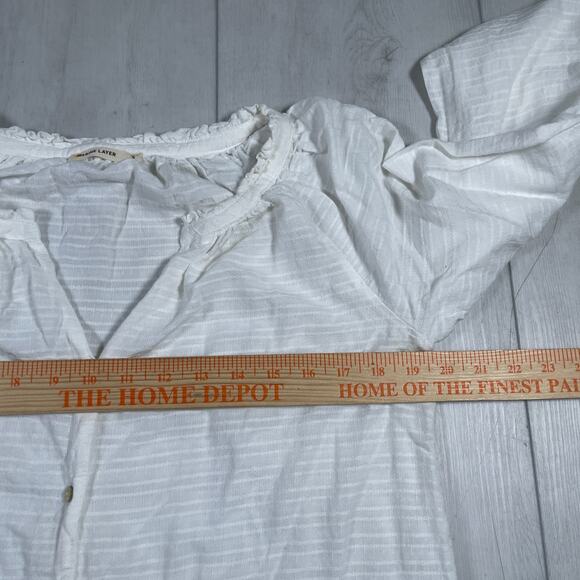 Marine Layer Shirt Women Small Nixi Puff Sleeve Top Collarless Boho White - Picture 8 of 9